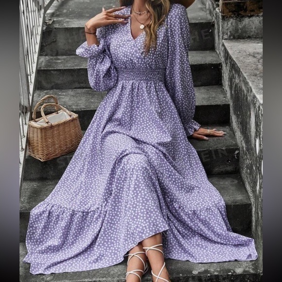 Women’s Purple Floral Maxi Dress Medium - Picture 1 of 3